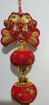 Three small lanterns are hung with printed double fish Specification image